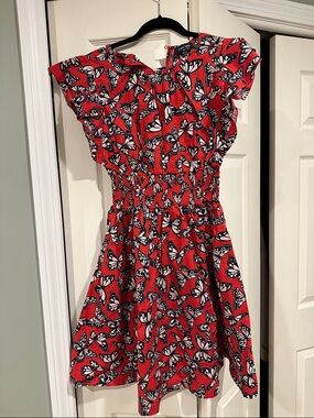 Kids Red Butterfly Print Dress